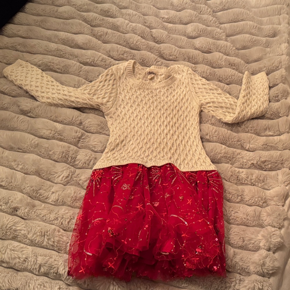 Hatley Cream and Red Kids Casual Dress NWOT